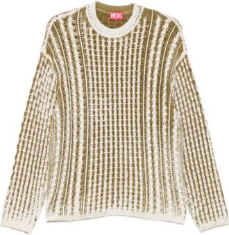 Diesel Round-neck Knitwear, male, Green, Size: XS Oval D Logo Round Neck Sweater