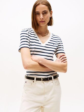 Tommy Hilfiger T-shirt met V-hals en korte mouwen