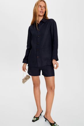 Sleeper Unisex Linen Shorts in Navy