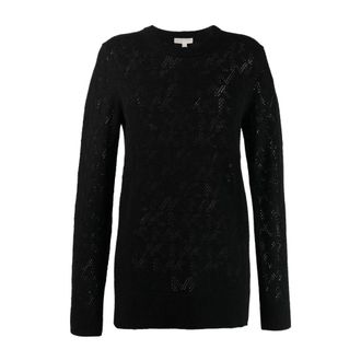 Michael Kors Rondhals gebreide trui - Dames - Ronde hals truien - Zwart - M - Wol - Truien & Vesten