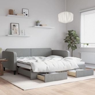 vidaXL Vidaxl - Divano Letto Estraibile Cassetti Grigio Chiaro 100x200 Tessuto