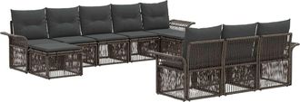 vidaXL Conjunto De Sof&aacute;s De Jard&iacute;n 10 Uds. Gris Rat&aacute;n Sint&eacute;tico Vidaxl