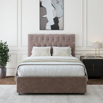 Bedmaster Chenille 4 Drawer Divan Base & Button Headboard in Silver | Size: Small Double