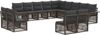 vidaXL Conjunto De Sof&aacute;s De Jard&iacute;n 13 Uds. Gris Rat&aacute;n Sint&eacute;tico Vidaxl