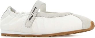 Miu Miu Padded Nylon and Suede Ballet Flat - White