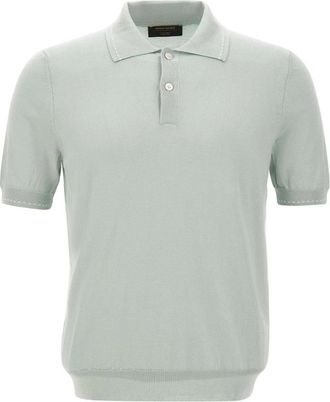 Gran Sasso Zijden en Katoenen Polo - Heren - Polos - Groen - S - Katoen - Tops