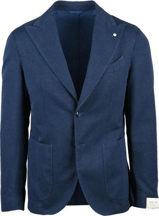 L.B.M. 1911 Blue Cotton Linen Mohair Rounded Jacket