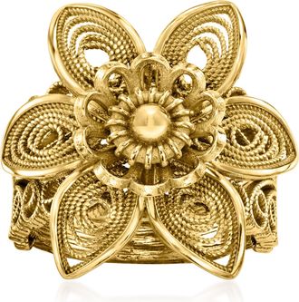 Ross-Simons 18kt Gold Over Sterling Filigree Flower Ring