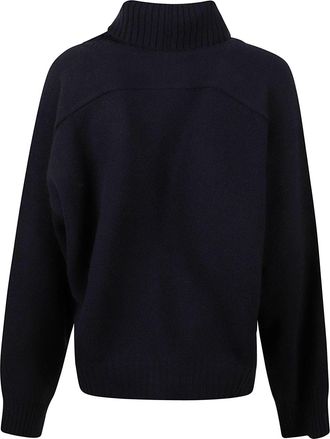 Be You Ribbed Black Turtleneck Sweater with Dropped Shoulders