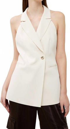 French Connection Harrie Suiting Halterneck Waistcoat In Classic Cream