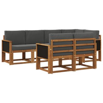 vidaXL Conjunto De Sof&aacute;s De Exterior 7 Pcs Natural Y Antracita Vidaxl