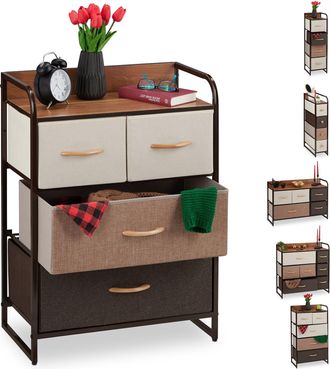 Relaxdays Relaxdays - Mueble Modular, 4 Cajones, Balda, Cestas Plegables, C&oacute;moda De Tela, 79 X 58 X 31,5 Cm, Marr&oacute;n