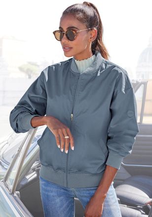 French Connection Blouson FRENCH CONNECTION, Damen, Gr. XL (48/50), blau, Web, Obermaterial: 100% Polyester. Futter: 85% Polyester, 15% Baumwolle. &Auml;rmelfutter: 100% Pol