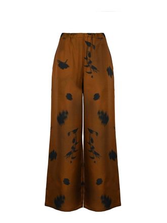 Max Mara Helga Trousers In Printed Silk