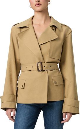 Paige Orsina Cotton Blend Short Trench Coat in Khaki at Nordstrom, Size Medium