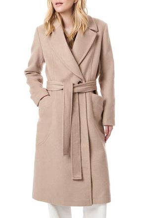 Bernardo Belted Wool Blend Longline Coat in Oat Milk at Nordstrom, Size Xx-Large