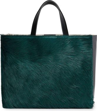 Marni Museo Soft E/W tote bag - women - Calf Hair/Calf Leather/Cotton - OS - Green