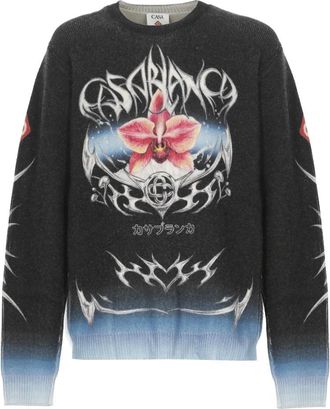 Casablanca Truien & Vesten, Heren, Zwart, L, Wol, Ronde hals knitwear