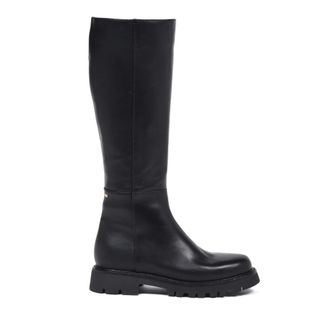 Baldinini Zwarte leren laars - Dames - Hoge Laarzen - Zwart - 38 1/2 EU - Leer - Schoenen