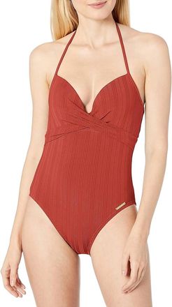 Vince Camuto Wrap Front One-Piece Bikini In Papaya