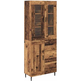 vidaXL Aparador Alto 2 Pcs Madera Envejecida Madera De Ingenier&iacute;a Vidaxl