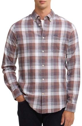 Barbour Hillroad Tailored Fit Buffalo Check Slub Cotton Button-Down Shirt in Peppercorn at Nordstrom, Size Xx-Large
