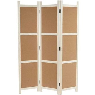 Hhg Hhg - Biombo 815, Separador De Ambientes, Biombo De Privacidad, Tablero De Corcho, Marr&oacute;n, 3 Paneles 166x121cm