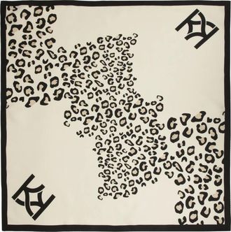 Kazar Accessoires, Dames, Beige, ONE Size, Zijden sjaal met luipaardprint