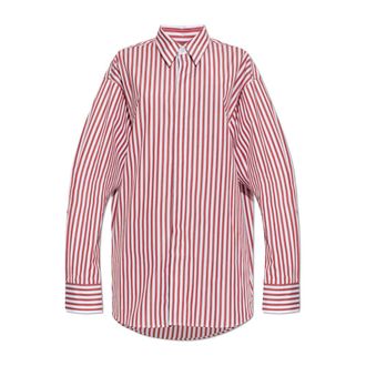 Ami Oversized gestreept katoenen overhemd - Dames - Blouses & Shirts - Rood - Maat: 2XS Katoen