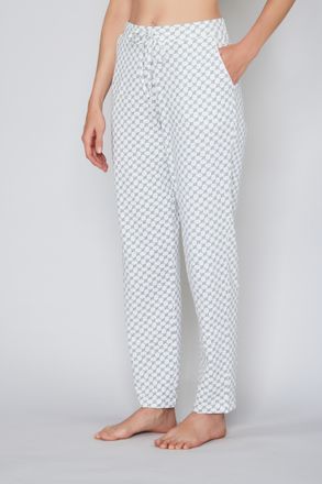 Joop Pyjamahose JOOP Cosy, Damen, Gr. 34, N-Gr, weiss (sanftes wei&szlig; aop), Obermaterial: 95% Baumwolle, 5% Elasthan, gemustert, bequem lang, Hosen Pyjamahos