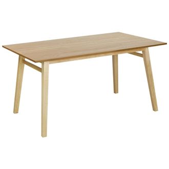 Beliani Mesa De Comedor Rectangular Con Tablero Chapado Acabado Natural Patas De Madera Maciza 150 X 90 Cm Madera De Fresno Natural Varley