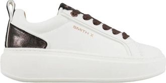 Alexander Smith Stone Donna in het wit en hiel in brons luipaardprint laminaat - Dames - Sneakers - Wit - 36 EU - Schoenen
