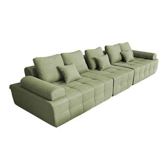 Oviala Sof&aacute; de tela de 5 plazas verdes l 365 cm