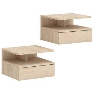 HOMCOM Mesitas de noche 35x32x22.5 cm roble