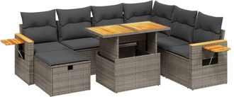 vidaXL Vidaxl - Set De Sof&aacute;s De Jard&iacute;n 8 Pzas Y Cojines Rat&aacute;n Sint&eacute;tico Gris