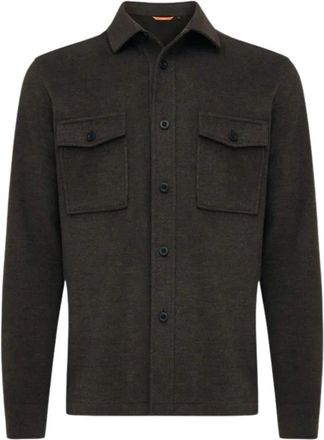 Genti Midtown Overshirt - Heren - Jassen - Bruin - Maat: M Wol