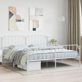 Berkfield Home Metal Bed Frame with Headboard & Footboard White 193x203 cm