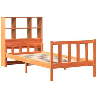 vidaXL Bookcase Bed without Mattress Wax Brown 75x190 cm Small Single Solid Wood Vidaxl