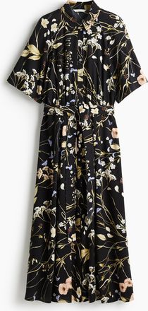 H&M Blusenkleid mit Bindegürtel - Schwarz