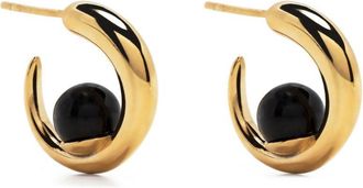 Khiry Gold Vermeil Tiny Isha Onyx Hoop Earrings - Womens - 18kt Gold Vermeil
