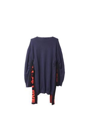 Stella McCartney Stella McCartney Pre-owned Womens All is Love Oversized Jumper in Navy Blue Wool Wool (archived) - Size Medium