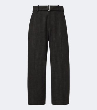 STUDIO NICHOLSON Checked cotton and wool-blend wide-leg pants
