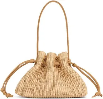 Mansur Gavriel Woven Raffia Drawstring Pouchette in Natural at Nordstrom