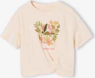 Vertbaudet T-Shirt M&auml;dchen mit Zierknoten am Saum, Recycling-Baumwolle