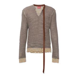 Diesel V-neck Knitwear, male, Beige, Size: 2XL K-Daianeris Sweater
