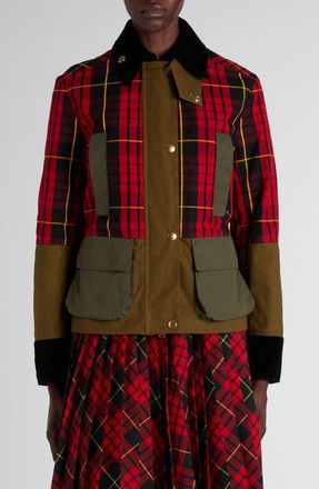 Alexander McQueen Deconstructed Tartan Ripstop Jacket in Bordeaux at Nordstrom, Size 12 Us