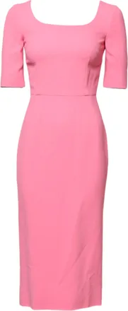Dolce & Gabbana Pink Viscose Short Sleeve Sheath Midi Womens Dress