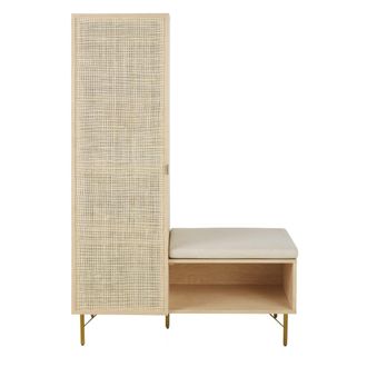 Maisons du monde Armario de entrada de rat&aacute;n trenzado con 1 puerta y 1 estante 116cm