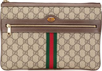 Gucci Pre-owned Womens Ophidia Flat Pouch Gg Supreme - Sage Green Textile - One Size