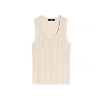 Max Mara Sleeveless Tops, female, Beige, Size: XS Viscose Yarn Sleeveless Top
